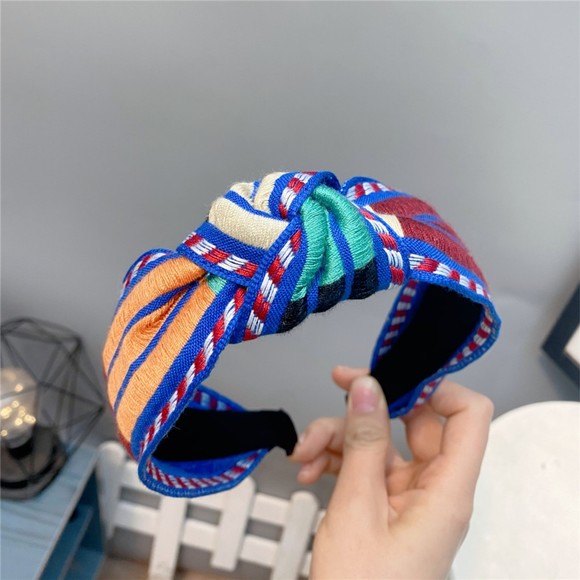 Colour Blocked Knotted Wide Hairband - Picture 3 of 3